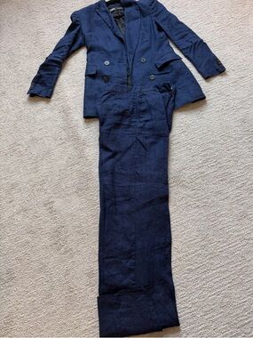 Zara Navy Blue Women's Blazer and Trousers Set